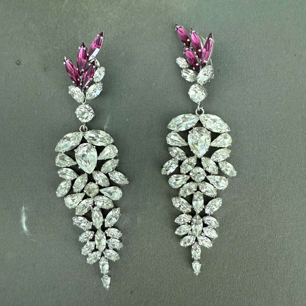 Elegant Silver and Purple Drop CLIP-ON Earrings